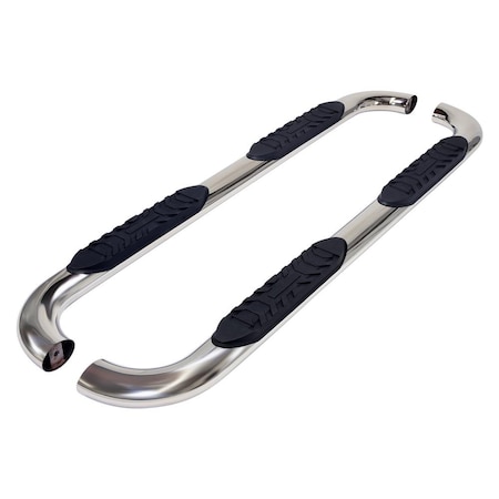 Trailfx With Step Pads, 4" Oval Bent, Polished, Stainless Steel, With Welded End Caps A1006S